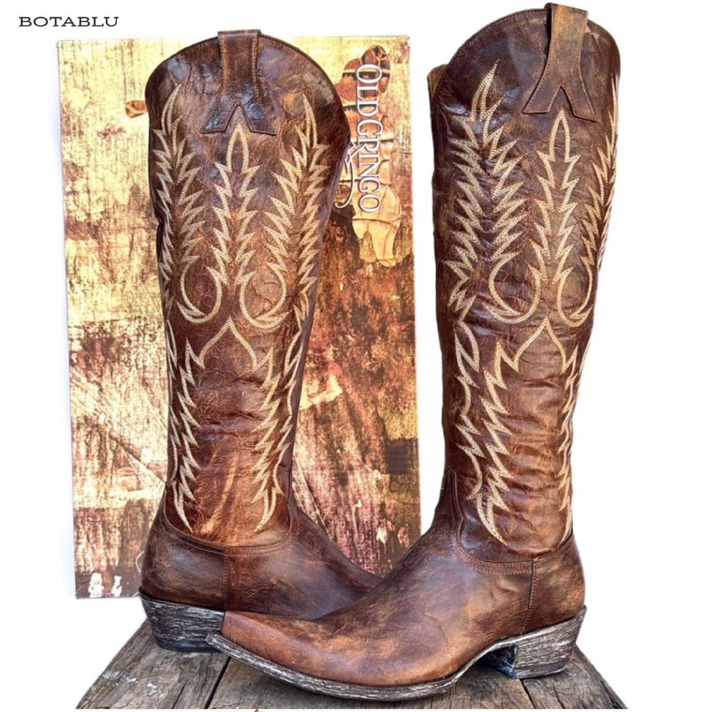 Sold OLD GRINGO Mayra Brown Tall Knee High Relaxed Fit Cowgirl Western Boots 9 - Picture 1 of 7